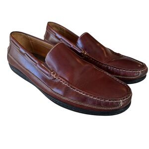 Johnston & Murphy Men Brown Leather Loafers Sheepskin Lined Size 13M